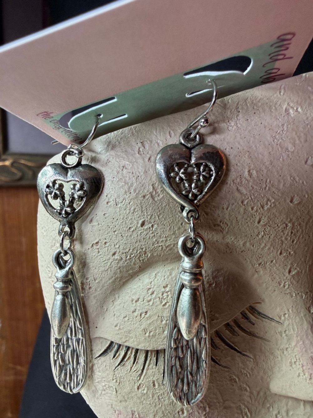 Heart Drop Silver-Tone Dangle Earrings - Women Jewelry